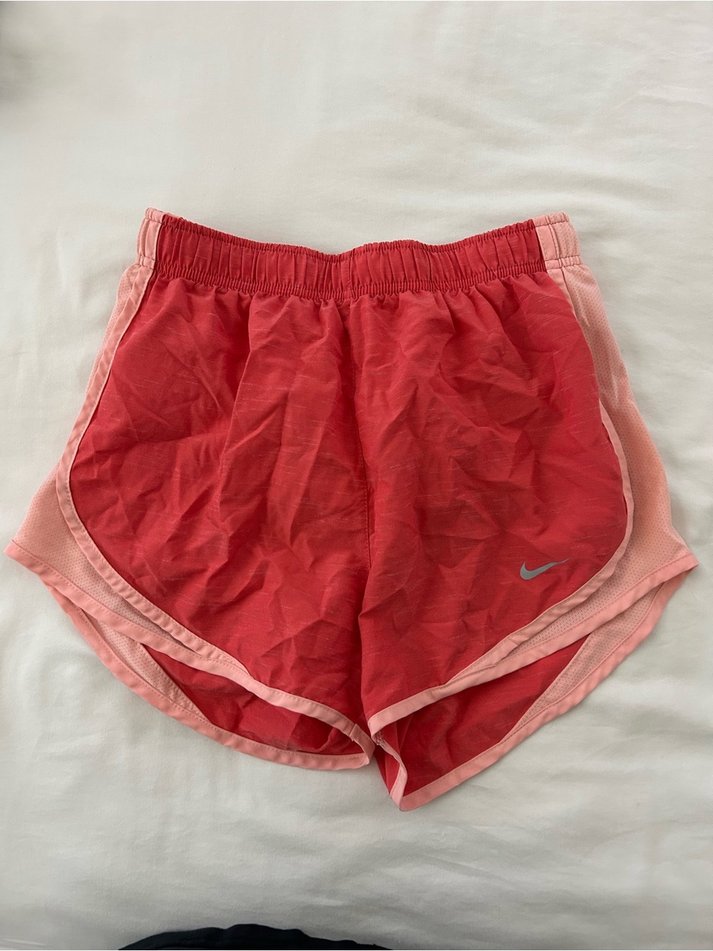 Nike Women's Coral and Light Pink Athletic Shorts